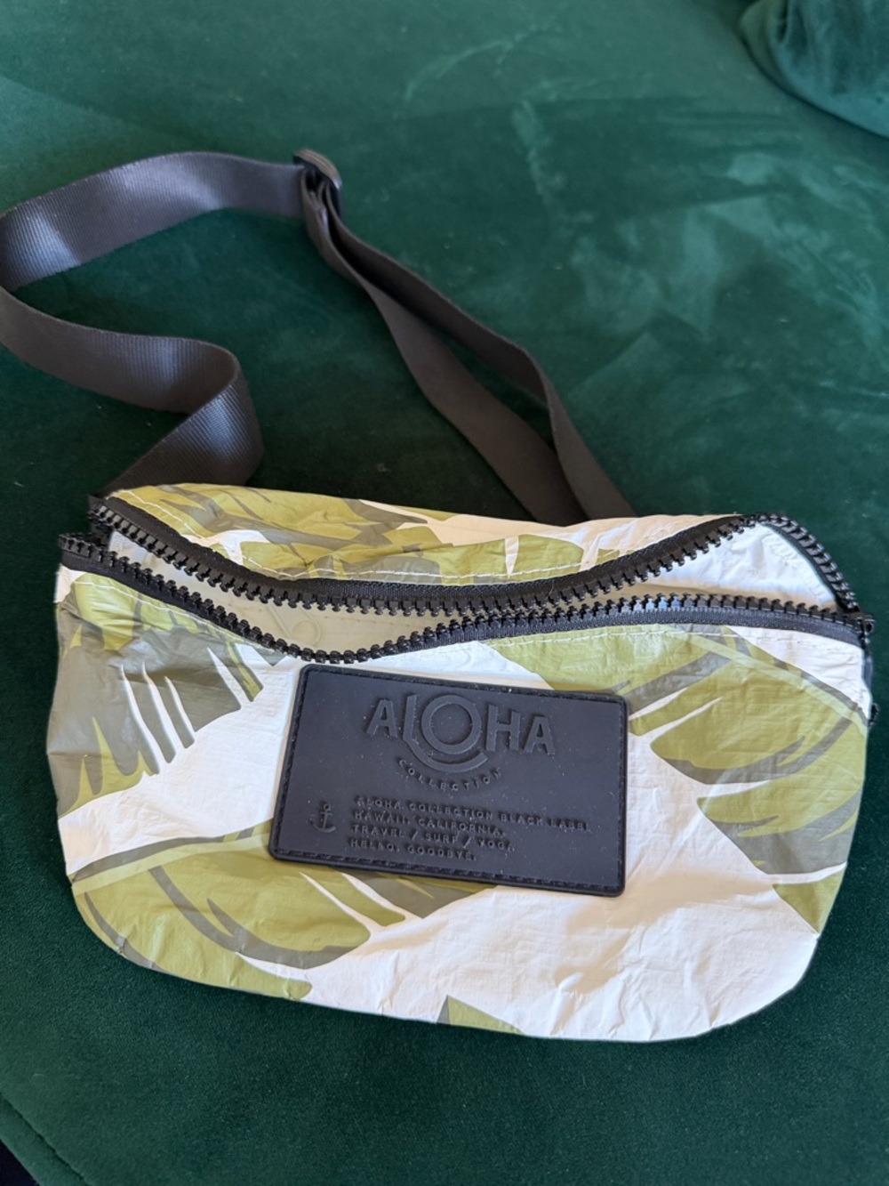 ALOHA Collection Olive & White Tropical Leaf Waist Bag